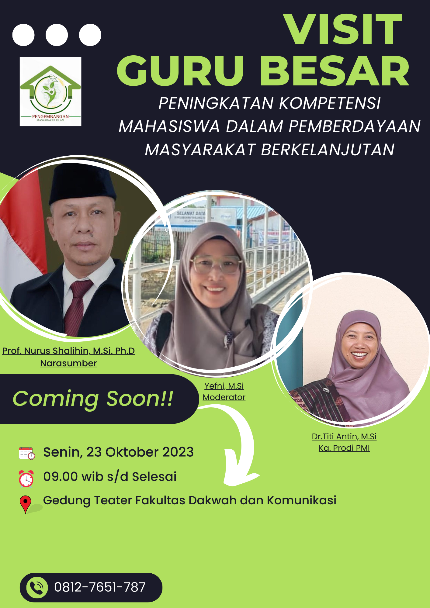 Prodi PMI Akan Hadirkan Guru Besar dari UIN Imam Bonjol Padang Pada Kuliah Umum