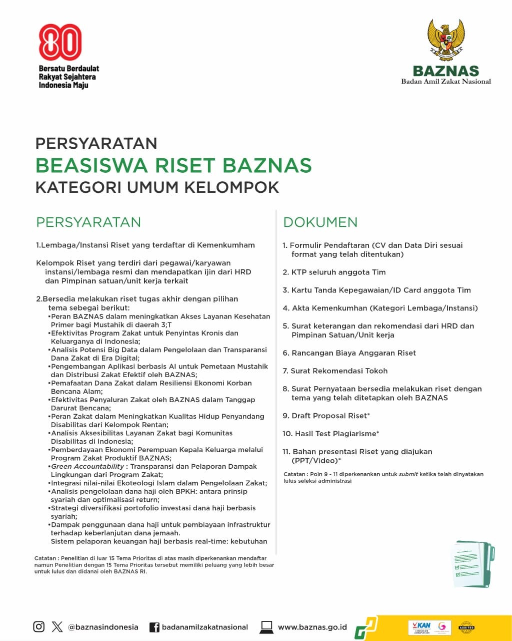 BEASISWA RISET BAZNAS